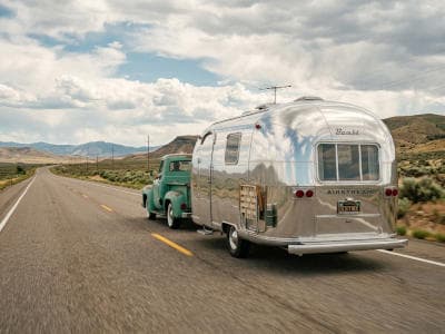 Airstream on open road