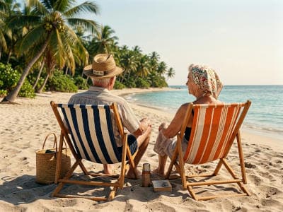 Retirees on beach